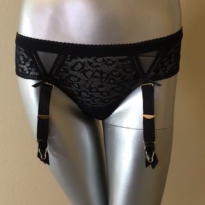 Victoria's Secret Garter Panties Mesh Leopard Print